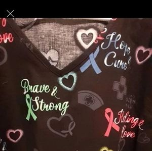 NWT Cancer Awareness Scrub Tops
